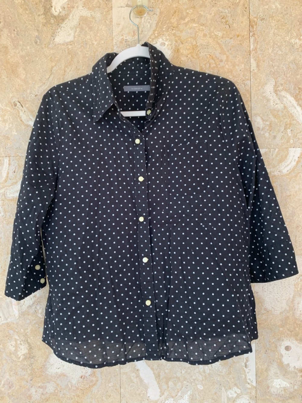 Liz Claiborne Black Polka Dot Button-Up Women’s Blouse